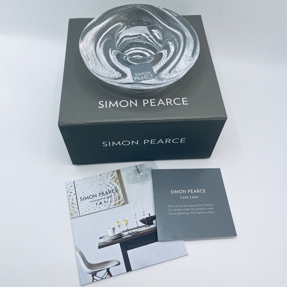 Simon Pearce Thetford Glass Tealight Candle Holder Clear Handblown